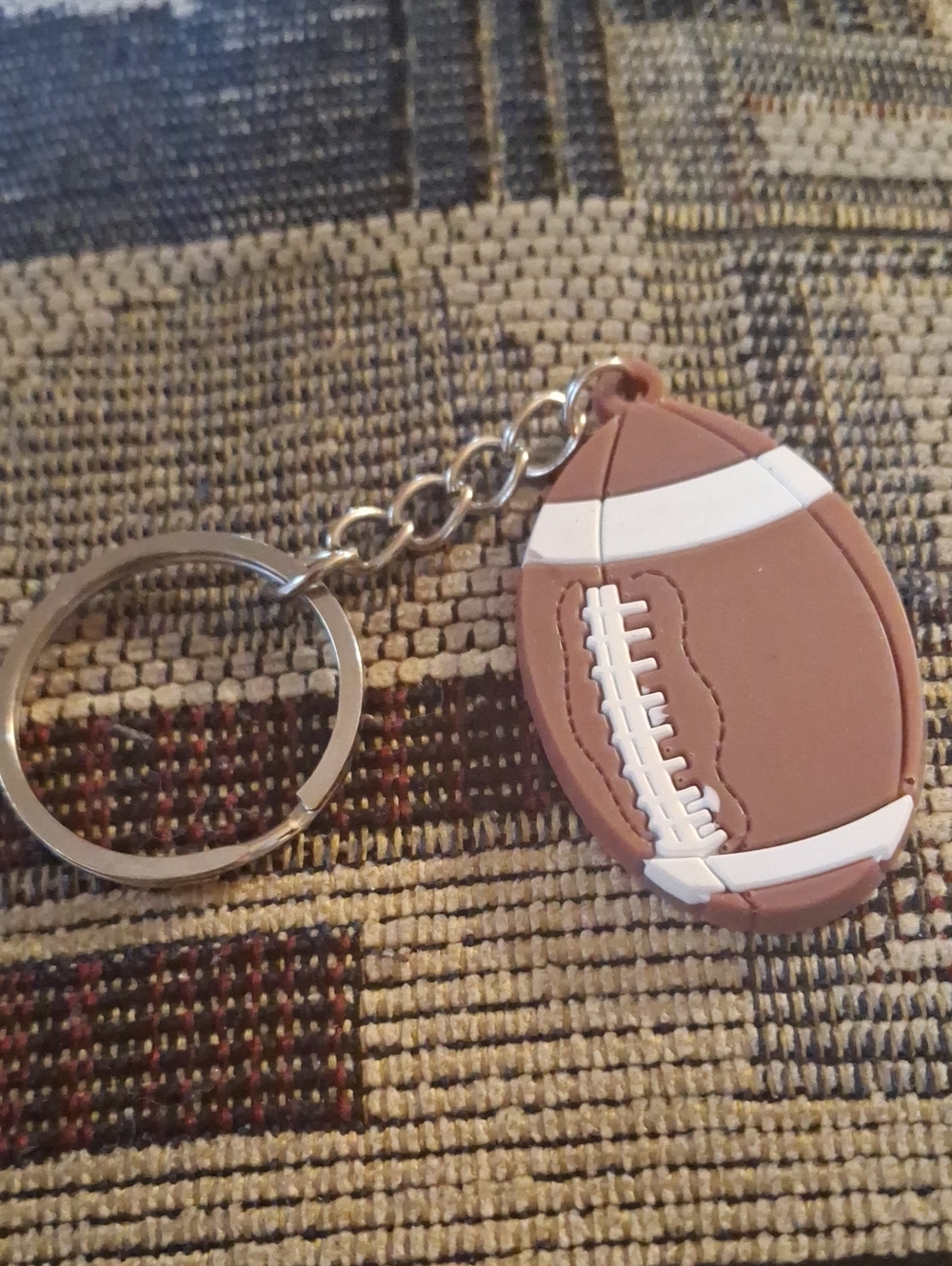 Brown Football Keychain with White Laces - Home Games Accessory